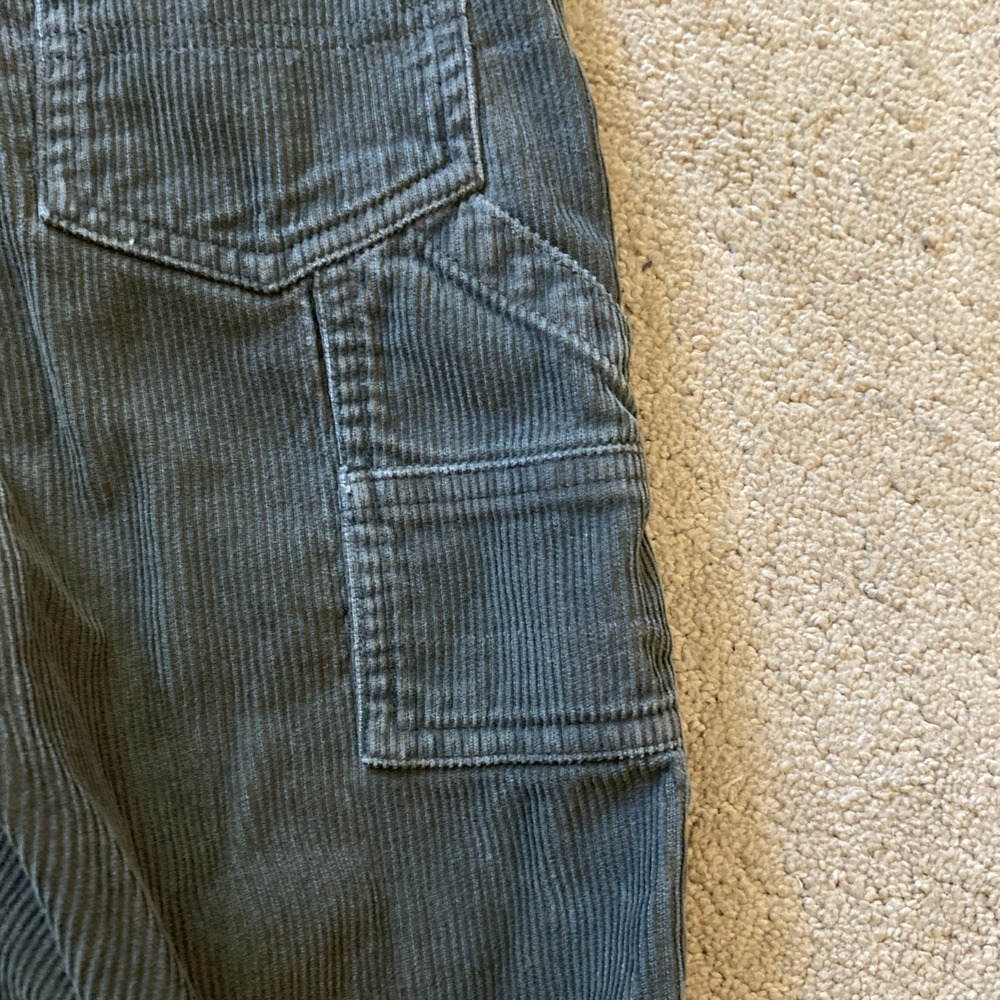 VINTAGE OSHKOSH TODDLER OLIVE GREEN CORDUROY OVERALLS BIB POCKET SIZE 18 MTHS - Picture 12 of 16